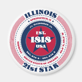 Imán Illinois Circle Typography Souvenir Magnet