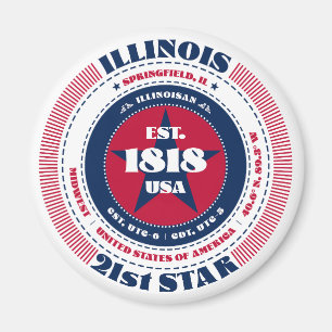 Imán Illinois Circle Typography Souvenir Magnet