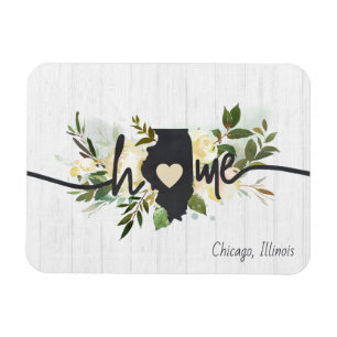 Imán Illinois Estado Personalizado Tu Ciudad Hogar Rúst