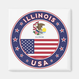 Imán Illinois, Estados Unidos, camiseta de Illinois