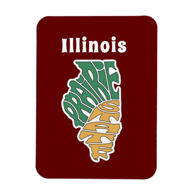 Imán Illinois Nickname Word Art (Vertical)