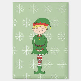 Imán illusima Niño Elfo de Navidad Copos de Nieve Verde