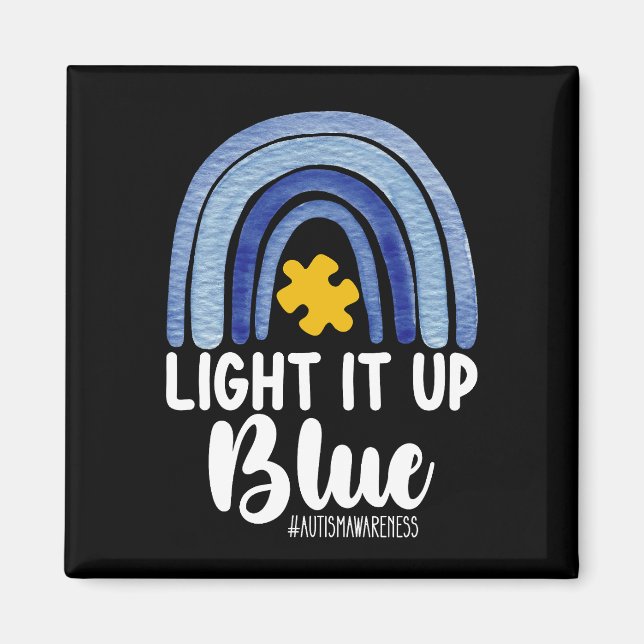 Imán Ilumina de Azul Arcoíris Conciencia del Autismo Fa (Frente)