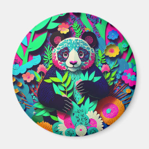 Imán Ilusión arcoiris 3D panda faux papel cortado