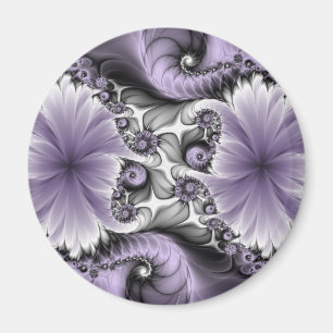 Imán Ilusión de Lila Arte Floral Abstracto Fractal Fant