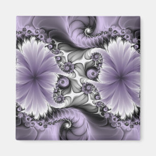 Imán Ilusión de Lila Arte Floral Abstracto Fractal Fant