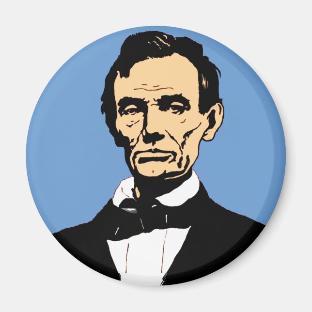 Imán Ilustracion Abraham Lincoln sobre azul (Frente)