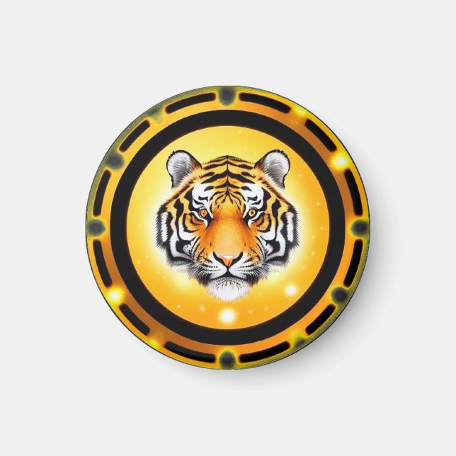 Imán Ilustración abstracta y audaz de tigre (Frente)