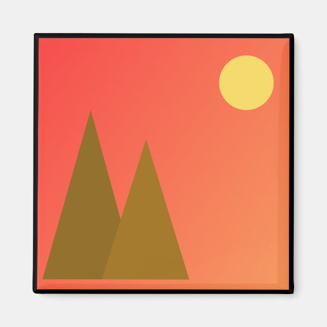 Imán Ilustracion acrílico moderno de amanecer (Frente)
