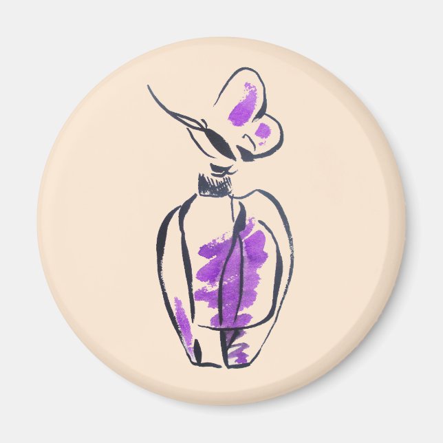 Imán Ilustracion acuarela de moda de botella Perfume (Frente)