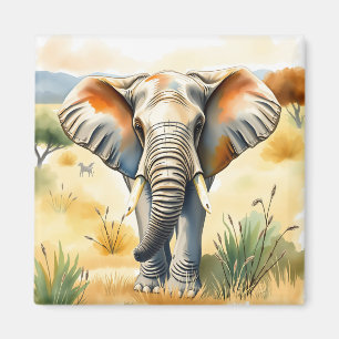 Imán Ilustracion acuarela de un elefante