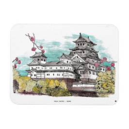 Imán Ilustracion acuático del Castillo de Osaka Japón