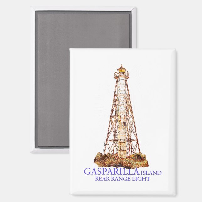 Imán Ilustracion acuático Gasparilla Island Light (Anverso/Reverso)