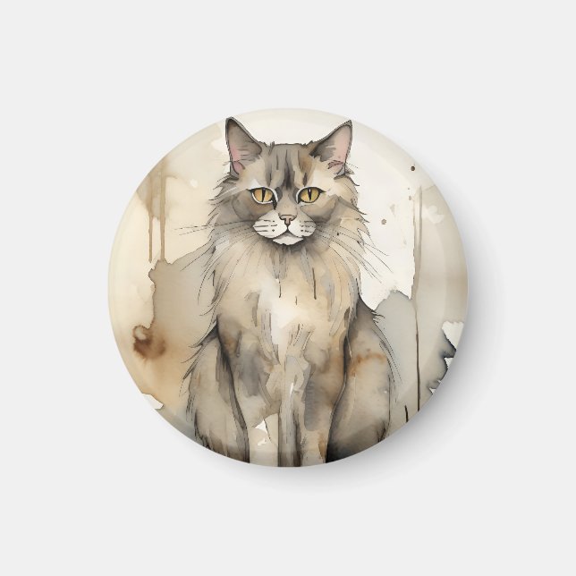 Imán Ilustracion acuático Maine Coon (Frente)