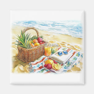 Imán Ilustracion acuático picnic de Summer Beach - Vibr