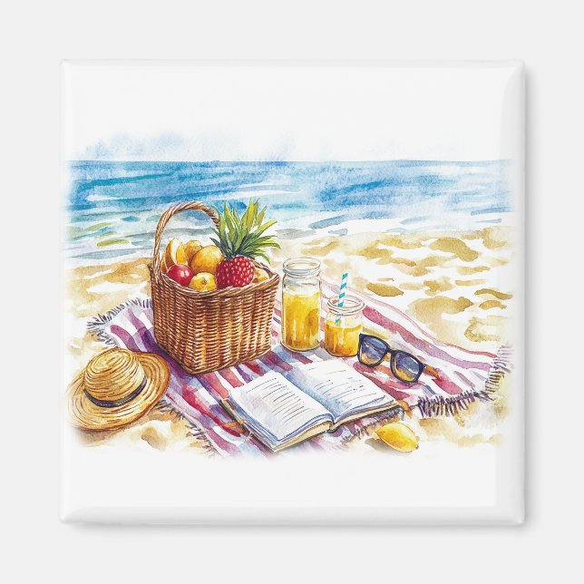 Imán Ilustracion acuático picnic de Summer Beach - Vibr (Frente)