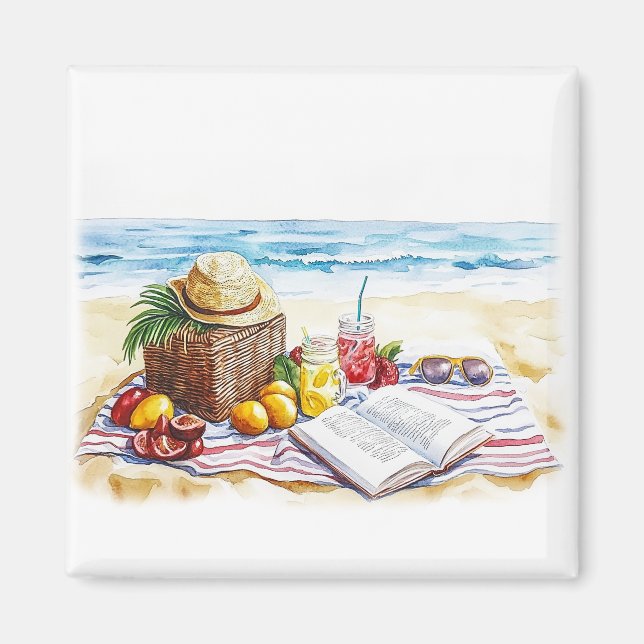 Imán Ilustracion acuático picnic de Summer Beach - Vibr (Frente)