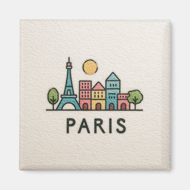 Imán Ilustración adorable de París (Frente)
