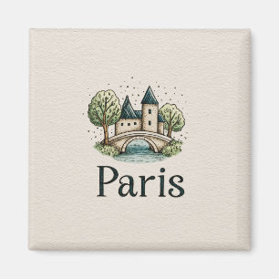 Imán Ilustración adorable de París