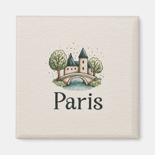 Imán Ilustración adorable de París (Frente)