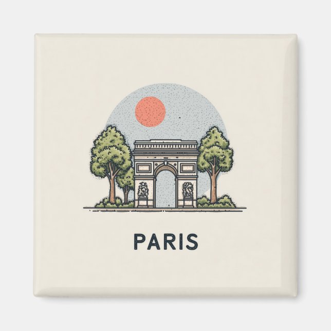 Imán Ilustración adorable de París (Frente)