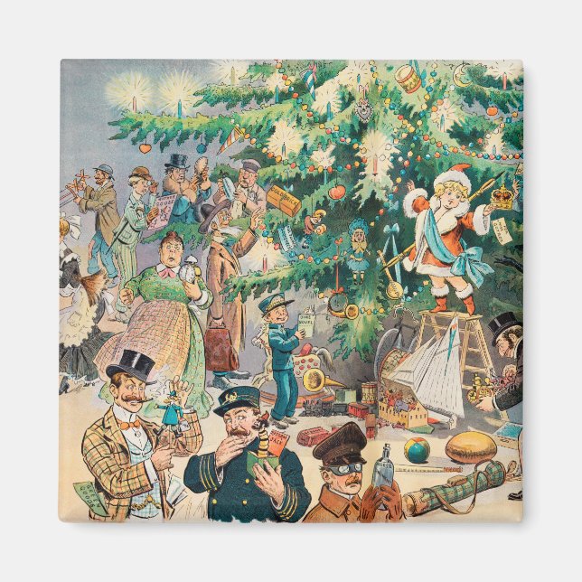 Imán Ilustración antigua El árbol de Navidad de Puck, 1 (Frente)