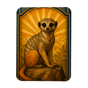 Imán Ilustracion Art Deco Meerkat