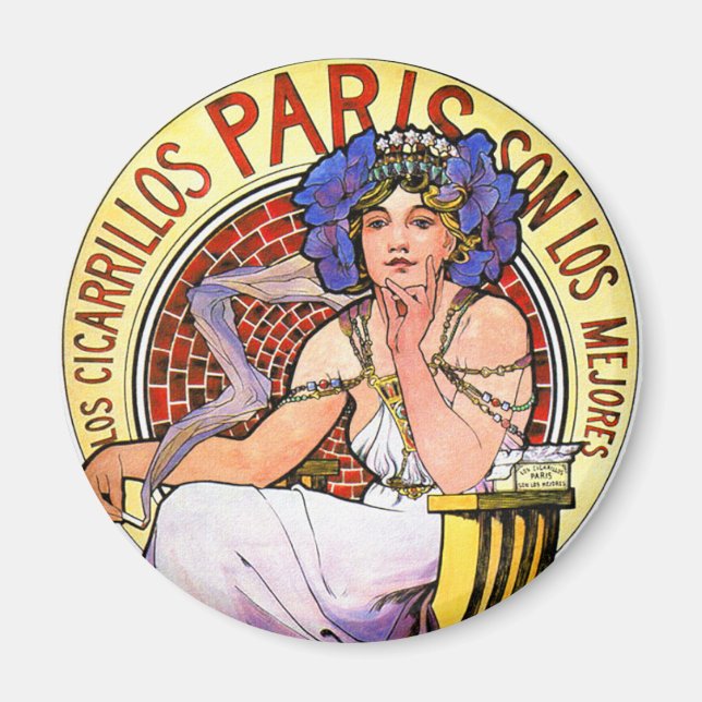 Imán Ilustracion Art Nouveau de Mucha (Frente)