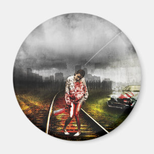 Imán Ilustracion artístico de la apocalipsis del zombi