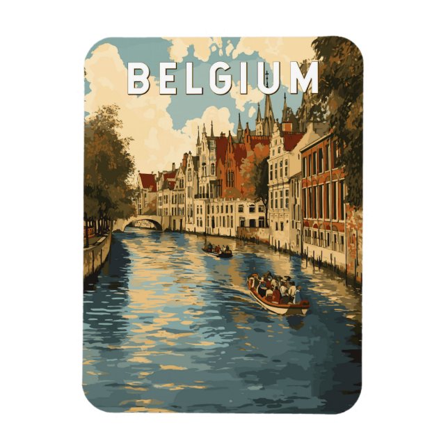 Imán Ilustracion Bélgica Viaje de arte (Vertical)