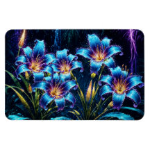 Ilustracion bioluminiscente de jardín nocturno