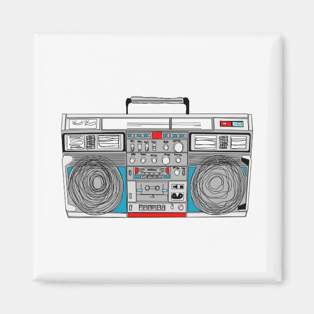 Imán ilustracion boombox de los años 80 (Frente)