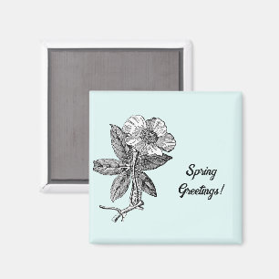 Imán Ilustración botánica de flor de primavera elegante