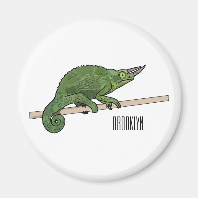 Imán Ilustracion chameleon personalizado de Jackson (Frente)