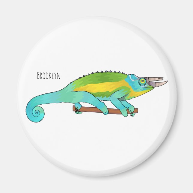 Imán Ilustracion chameleon personalizado de Jackson (Frente)