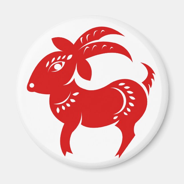 IMÁN ILUSTRACION CHINO DE PAPEL DE CABRA ZODIAC (Frente)