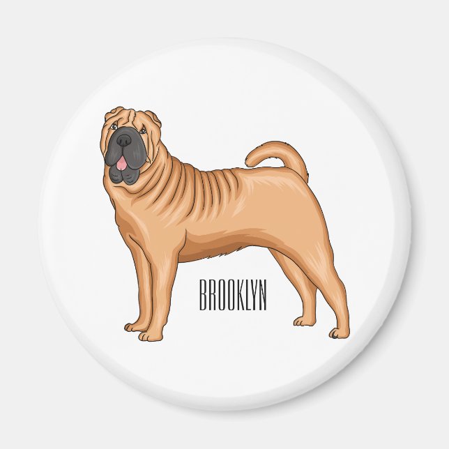 Imán Ilustracion chino de personalizado de perro Shar-P (Frente)
