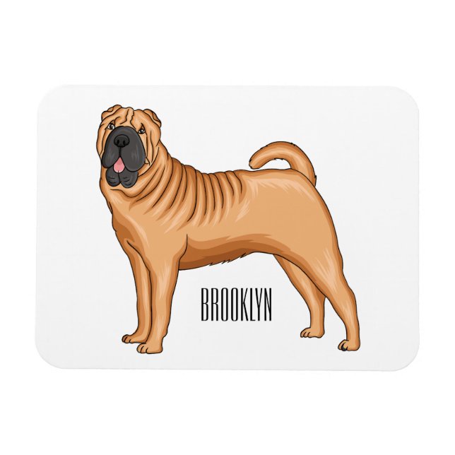 Imán Ilustracion chino de personalizado de perro Shar-P (Horizontal)