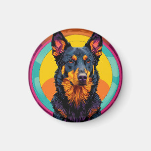 Imán Ilustración Colorida del Perro Beauceron