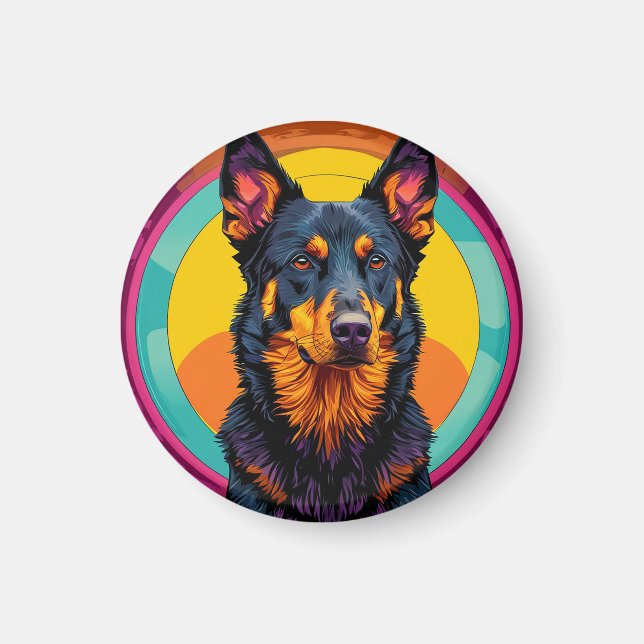 Imán Ilustración Colorida del Perro Beauceron (Frente)