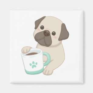 Imán Ilustracion Cute Dog & Mug