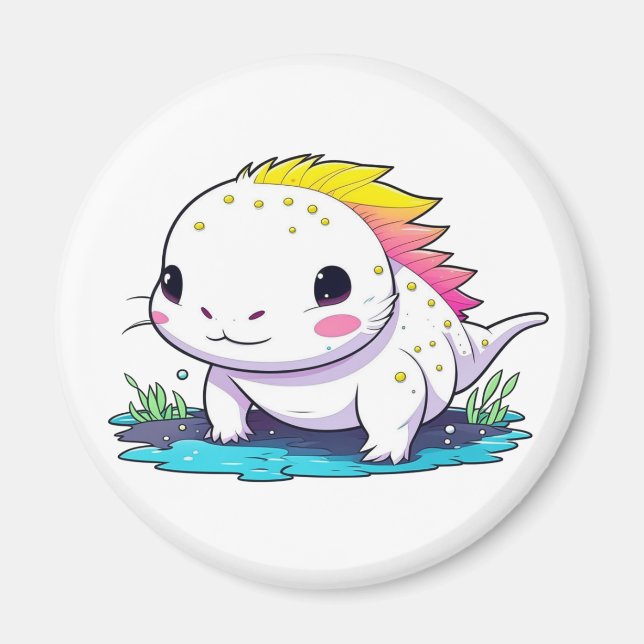 Imán Ilustracion Cute Kawaii Axolotl (Frente)