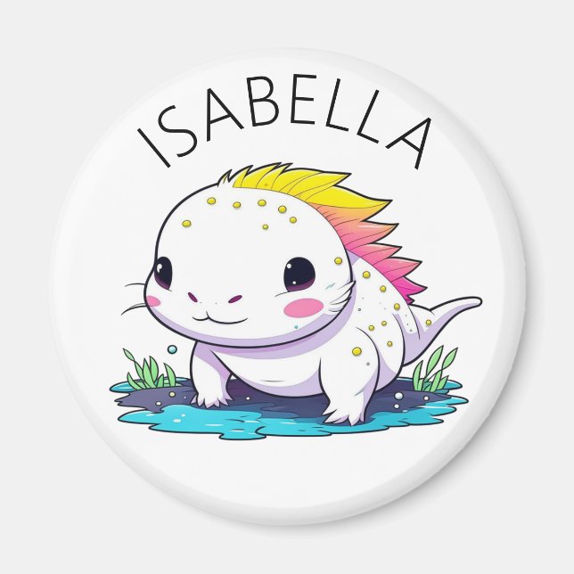Imán Ilustracion Cute Kawaii Axolotl personalizado (Frente)