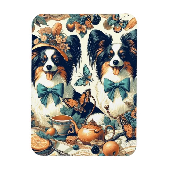 Imán Ilustracion Cute Papillon Dog (Vertical)
