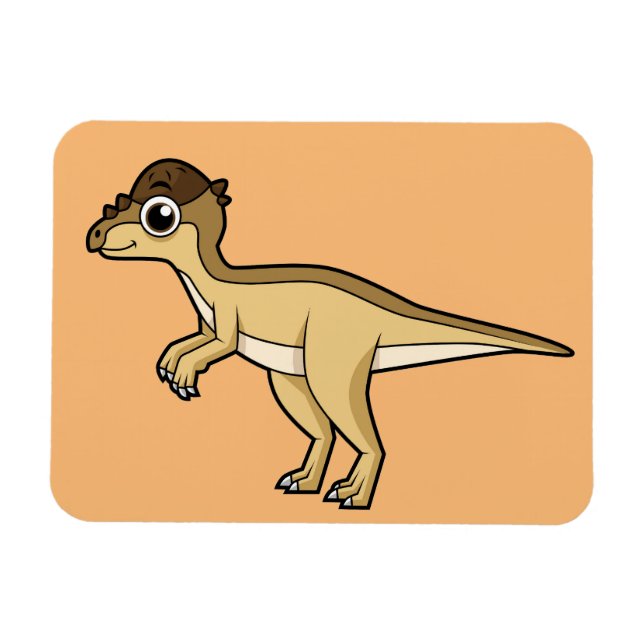 Imán Ilustracion Cuto De Un Dinosaurio Pachycephalosaur (Horizontal)
