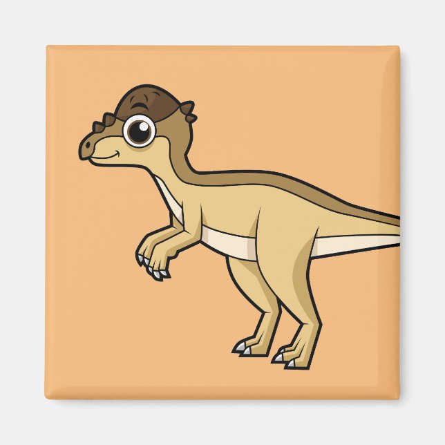 Imán Ilustracion Cuto De Un Dinosaurio Pachycephalosaur (Frente)
