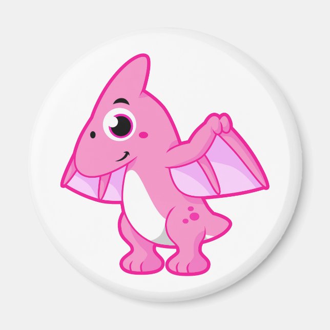 Imán Ilustracion Cuto De Un Pterodáctilo. (Frente)