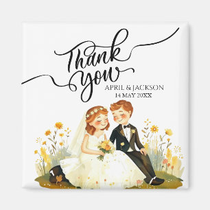 Imán Ilustración de agradecimiento a los novios