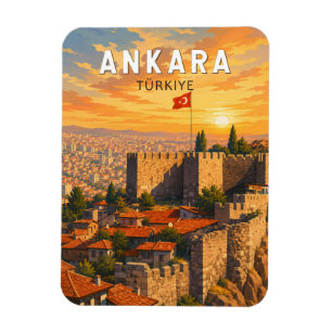 Imán Ilustración de Ankara Turquía Arte de viaje vintag