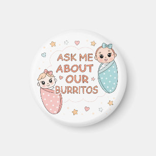 Imán Ilustración de anuncio de burrito de bebé gemelo l